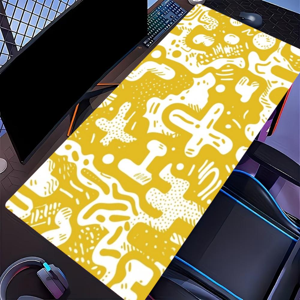 XXL Gaming Mouse Pad Abstract Doodle Monster Skull Graphic Deskmat Overlock Rubber Keyboard Mat PC Gamer Computer Accessories