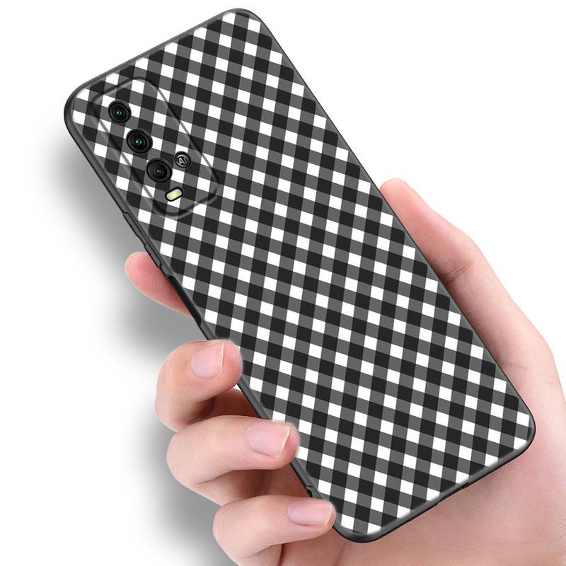 Черный белый клетчатый чехол для телефона Zebra для Xiaomi Redmi Note 5 6 9T K20 K40 K50 Pro 7A 8A 9A 9C 9i 10A 10C A1 S2 TPU черный чехол