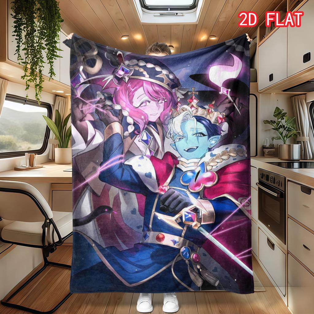 Cookie Run Kingdom Shadow Milk Cookie Flannel Blanket, Purple Magical Wizard Starry Background Cozy Throw