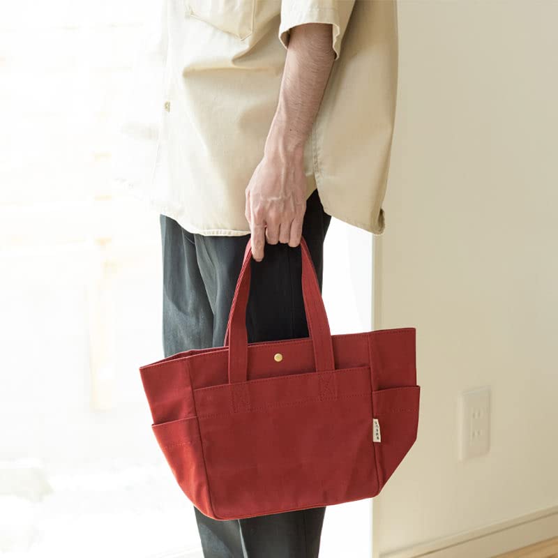 Сумка-тоут черного цвета, но большая, вмещает размер B5, сделанная в Японии, сумка для обеда из холста [холст Hinomoto] (Малая вместимость/Много карманов/Водоотталкивающий)