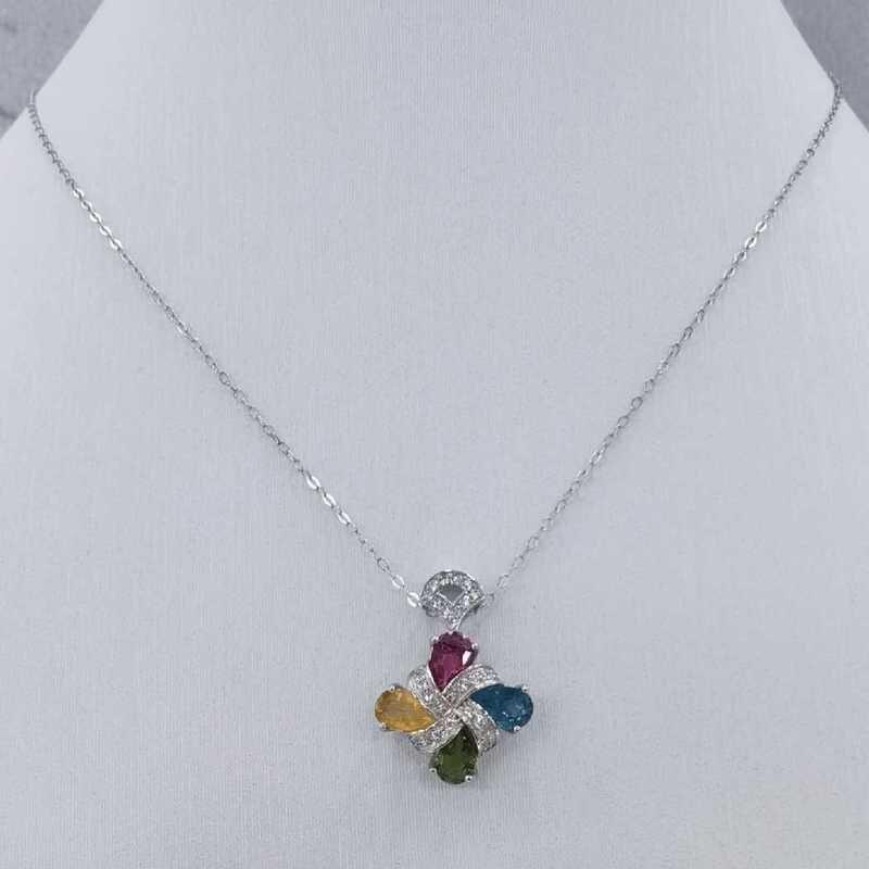 Sace Gems Роскошные ожерелья с подвеской из стерлингового серебра 925 пробы, разноцветные турмалиновые ожерелья для женщин, сверкающие ювелирные изделия, подарок на день рождения