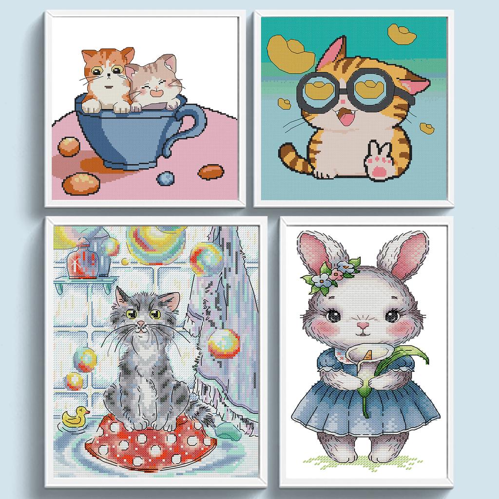 Животные Полный 14CT DIY Наборы для вышивания крестом с нанесенным рисунком Наборы для вышивания крестом с принтом Вышивка DIY Стартовый набор для взрослых Домашний декор