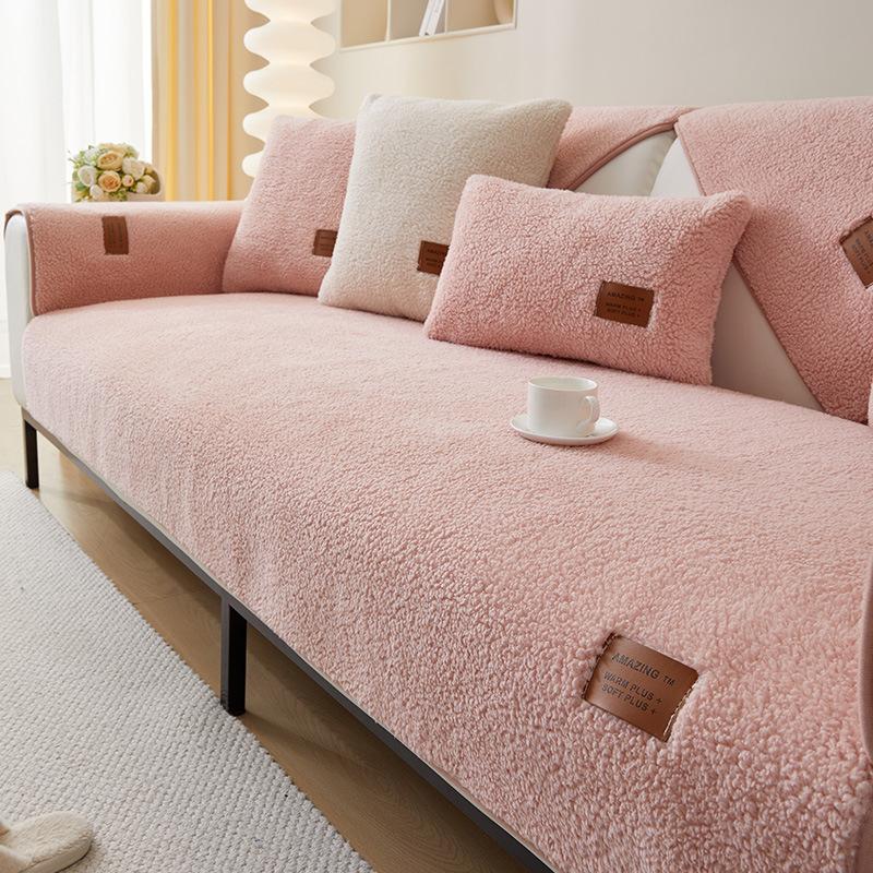 Шерстяной чехол для дивана, зимний теплый чехол для дивана для гостиной, плюшевое утолщенное нескользящее полотенце, удобная дышащая спинка, подлокотник