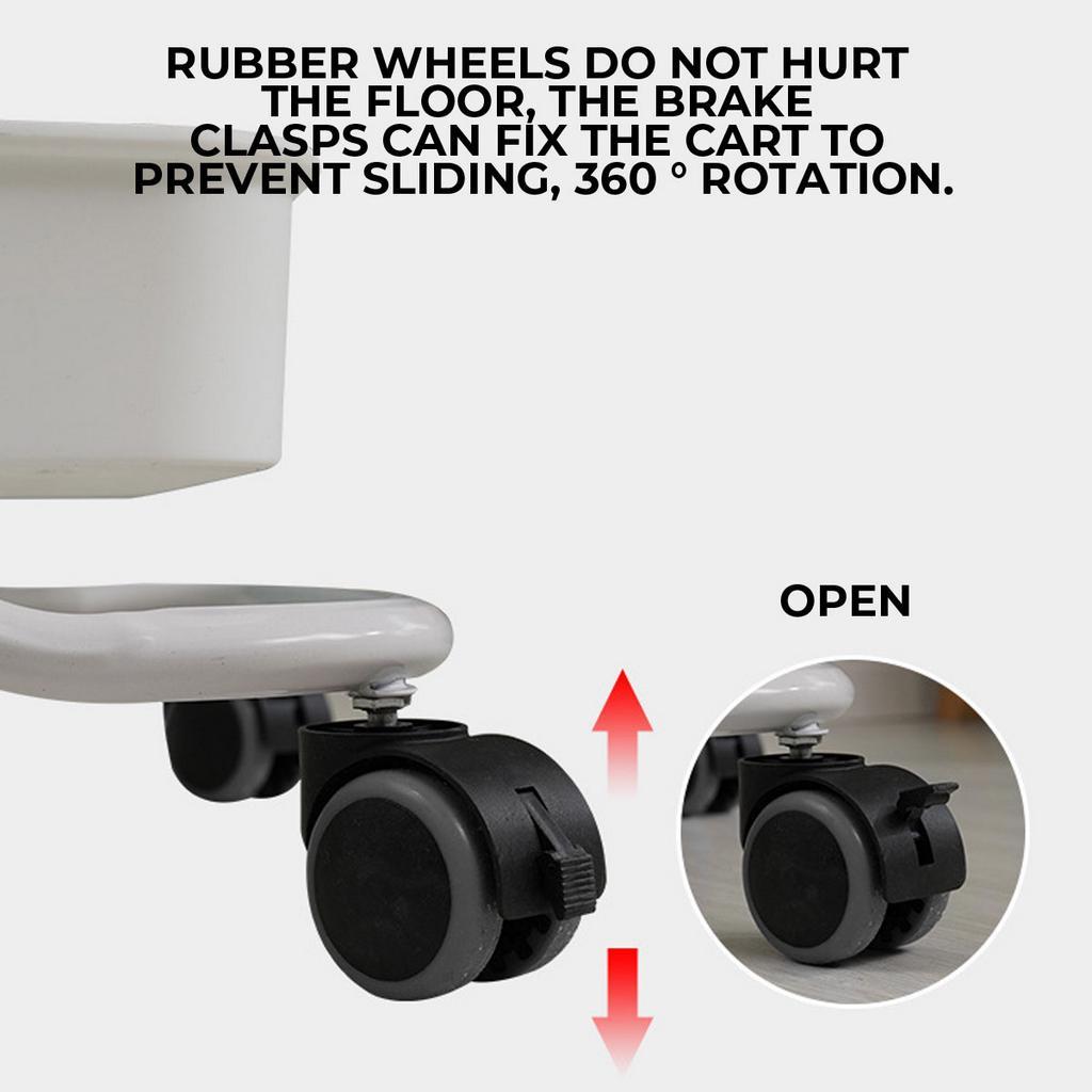 Storage Organizer Rack Movable Bathroom Kitchen Shelf Metal Rolling Trolley Cart Basket Stand Wheels Save Space Holder 3 Layer