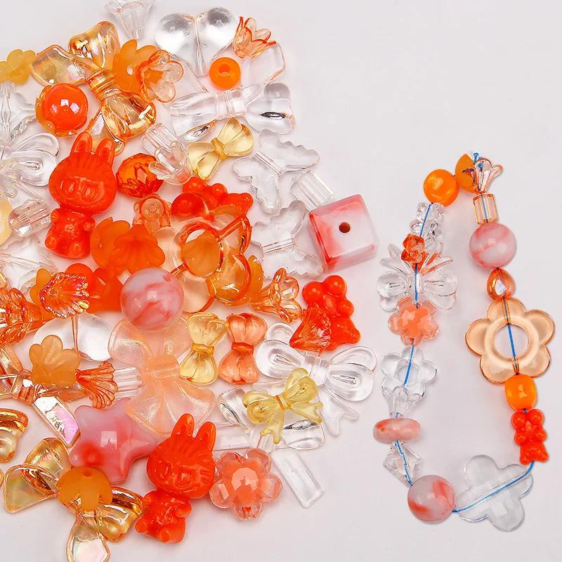 Смешайте акриловые бусины в форме сердца, бусины в форме цветка для поделок своими руками, изготовление швейных принадлежностей из бисера