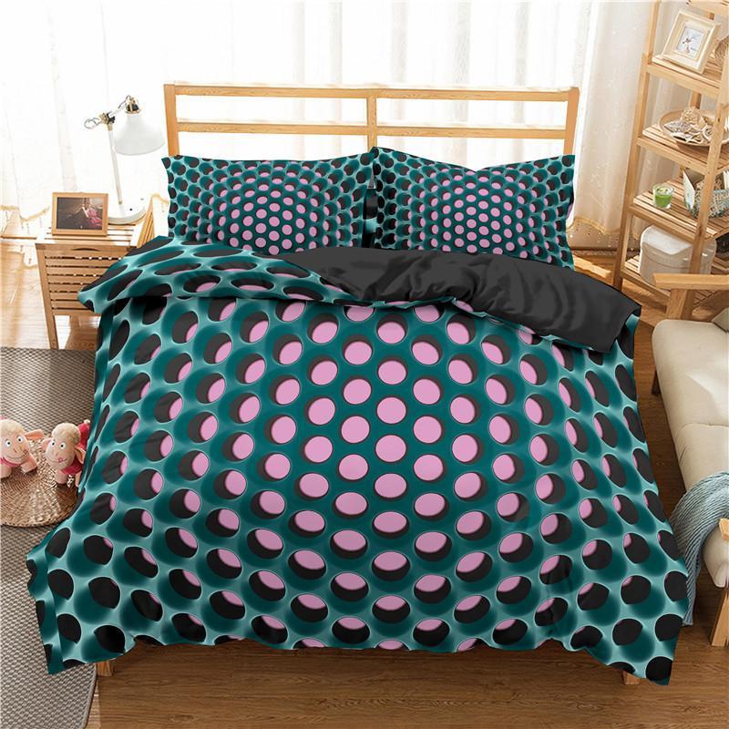 Honeycomb Duvet Cover Set Pink Geometry 3D Printed Bedding Set Polyester Cool Style Double Queen King Quilt Cover For Boys Adult