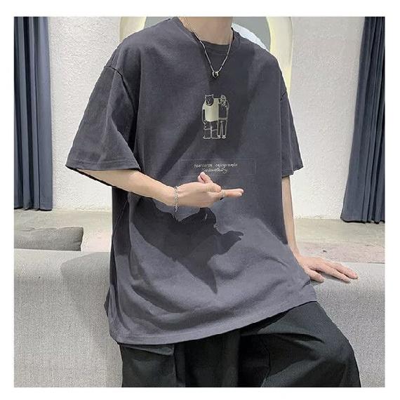 New Short-Sleeved T-shirt Men's Summer Korean Style Trendy Simple Half Sleeve Top Hong Kong Style Loose Casual Fashion Brand T-shirt