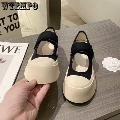 Французская женская обувь, уродливые мужские сандалии с круглой головкой, женские однотонные разноцветные парусиновые туфли на толстой подошве, летние туфли на одинарной платформе