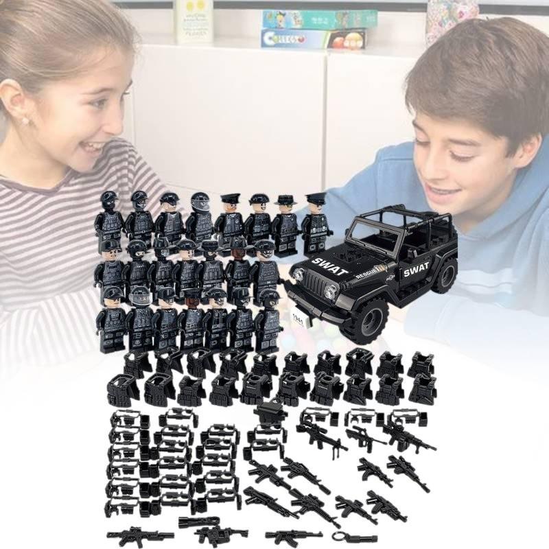 Military Action Figure Police Swat Black Special Forces Building Block Set For Kids