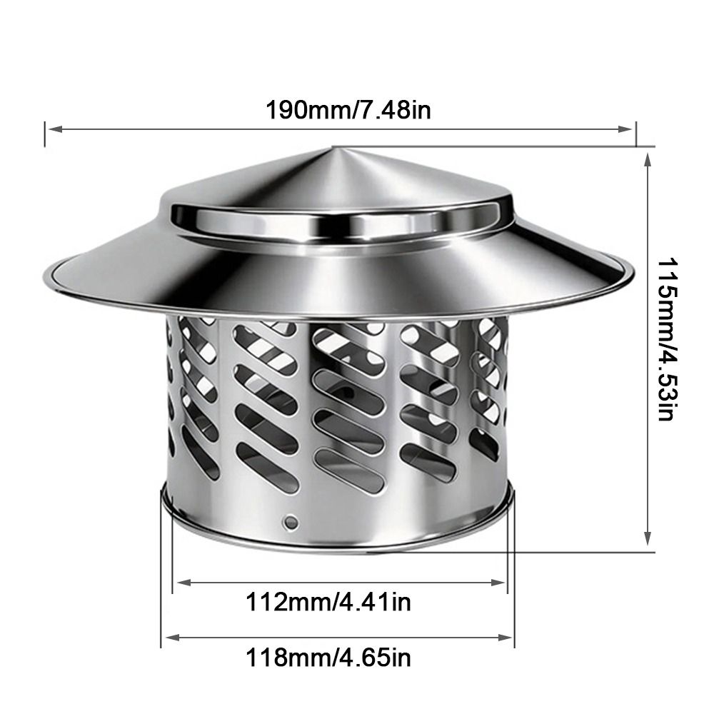 Weatherproof Rain Cover Stainless Steel Cone Top Chimney Cap Durable Chimney Cap Rain Protection