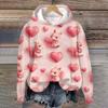 Women's Valentine's Day Printed Plush Warm Casual Jacket Sweater Winter Jacket