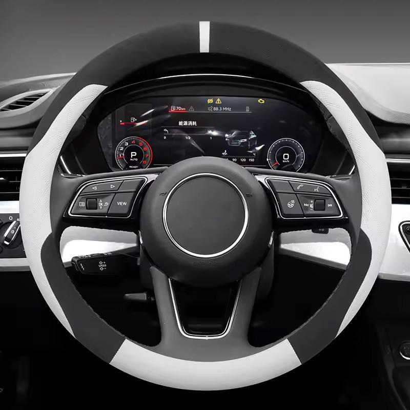 38cm Suede Steering Wheel Cover for Rolls-Royce Ghost Phantom Spectre - Winter Anti-Freezing Car Grip Interior Accessories