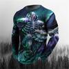 3D Printing O-Neck Long Sleeves Plus Size T-shirt Men's Clothing Retro Men's Long Sleeve T-shirt Skull Long T-shirt Men's Street