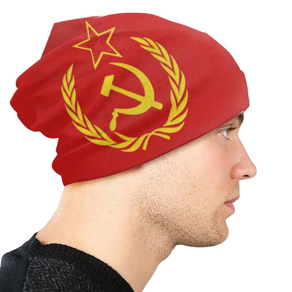 СССР Молот Серп Зимняя Теплая Шапочка Homme с напуском Шапка-бини CCCP Русский Советский Флаг Лыжные Черепа Шапочки Кепка для Женщин Унисекс