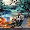 Halloween Zombie Lantern Ornament Spooky LED Light Resin Statue Ornament for Home Outdoor Garden Decoration