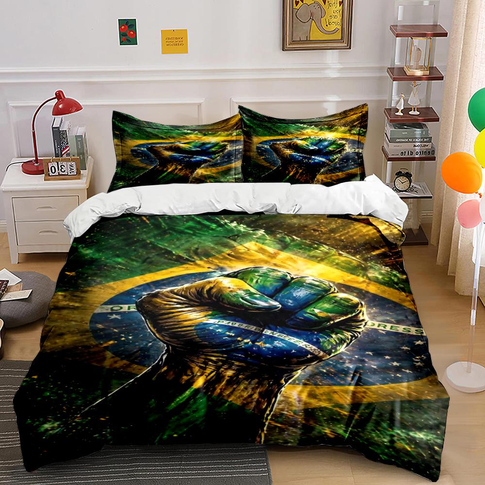 Brazil Flag Fist Design Bedding Set Bedding set (1 duvet cover, 2 pillowcases, duvet not included)