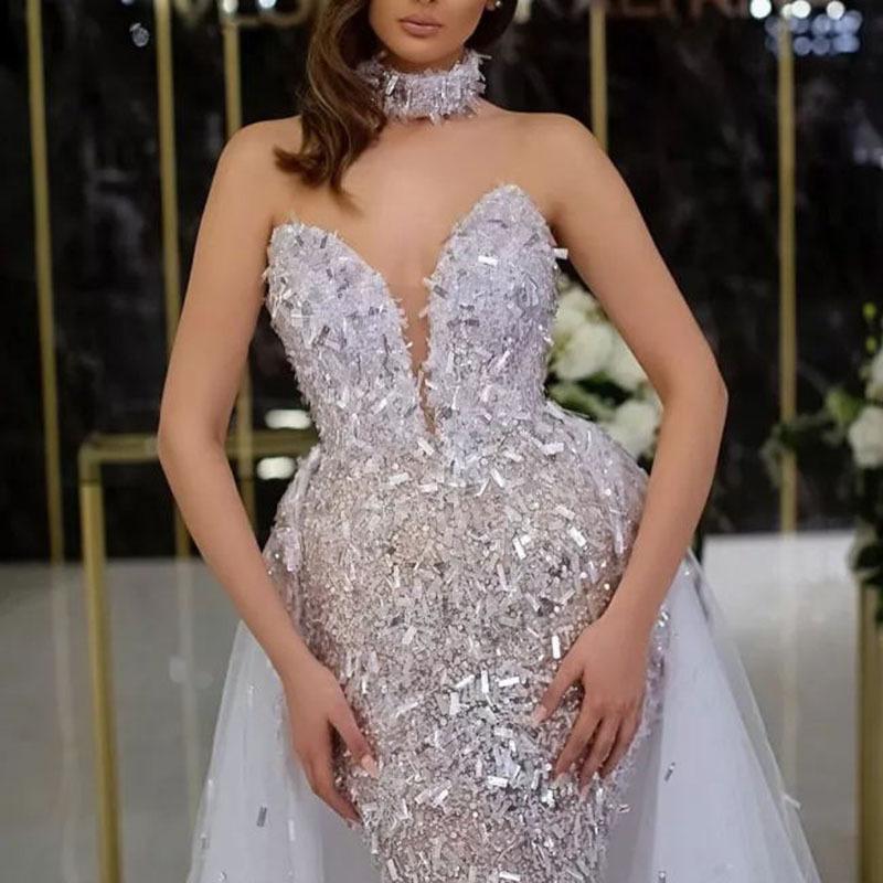 2025 весна и лето новое сексуальное платье с блестками рыбий хвост V-образный вырез без рукавов длинное темпераментное банкетное вечернее платье