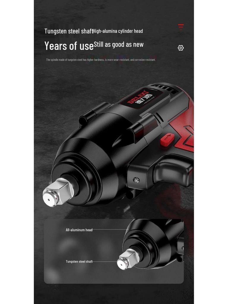 Delixi High Torque Brushless Impact Wrench - Electric Air Wrench with Lithium Battery & Charging Board for Auto Repair.