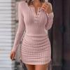 Women's Round Neck Split Lace Long Sleeve Spice Girl Skinny Hip Dresses