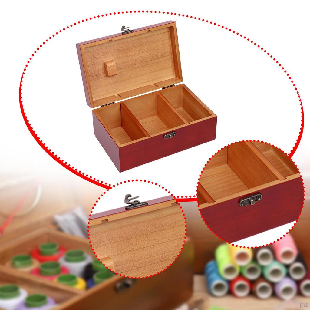 Wooden Sewing Box Decorative Quilting Needlework Case Empty Retro Household Beginners Storage