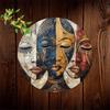 Durable Wooden Sign- Unique Circular Design with Masks Image- Perfect for Home Decor, Stunning Wall Art, Decorative Accent Posters