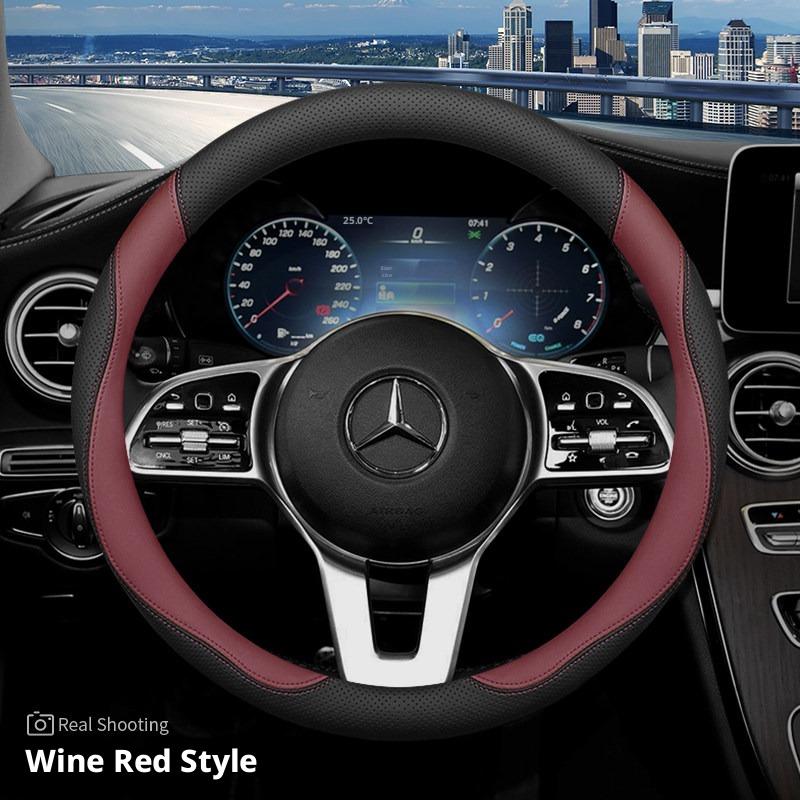 Leather Car Steering Wheel Cover for Mercedes Benz A C E-Class GLA GLB GLC GLE GLK 180 260 300 400 450 500 350 320 Accessories