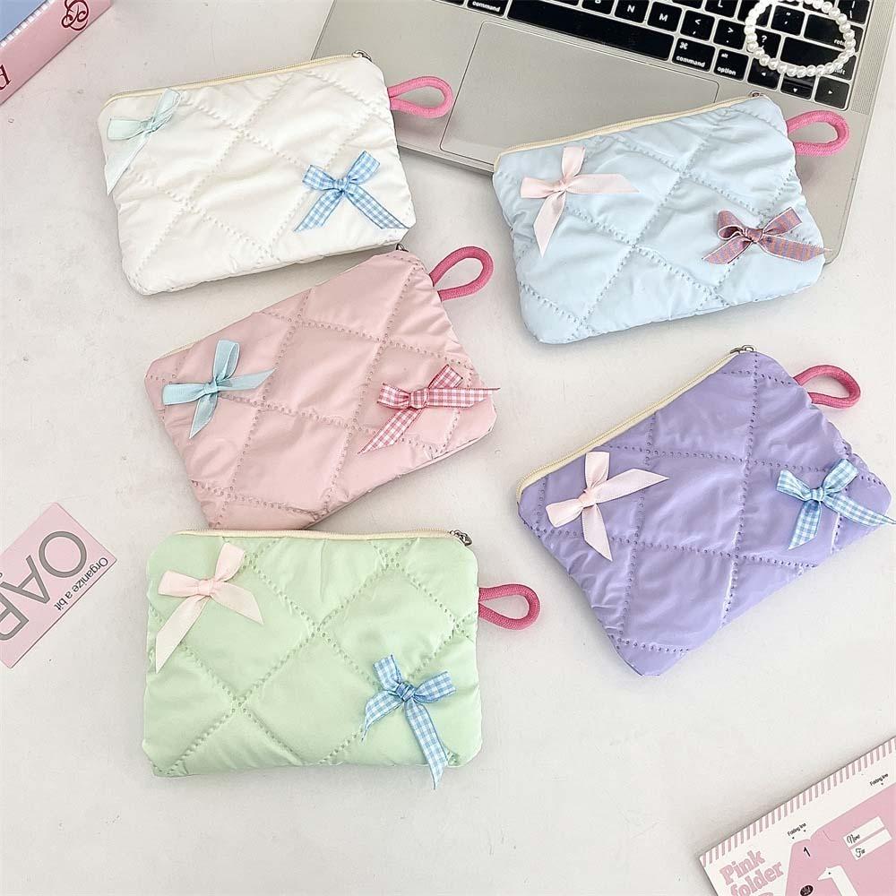 2pcs/set Plaid Mini Tampon Storage Bag Single Layer Sanitary Napkin Pouch Shopping