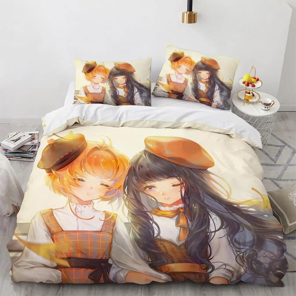 Аниме Cardcaptor Sakura Комплект постельного белья для мальчиков и девочек Twin Queen Size Пододеяльник Наволочка Кровать Дети Взрослые Мода Домашний текстиль Текстиль