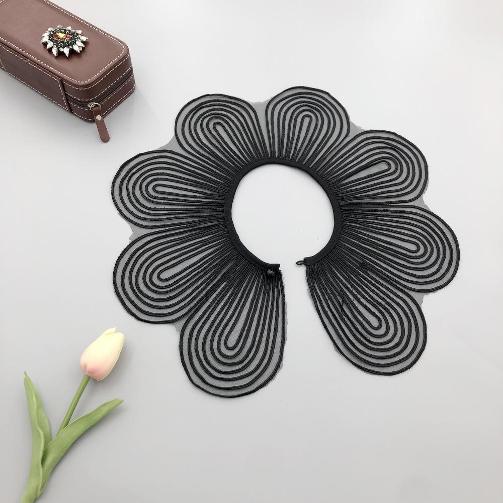 Solid Color Detachable Fake Collar Cloth Decorative Breathable Lace Detachable Collar Pearl Button Shoulder Wraps Ladies