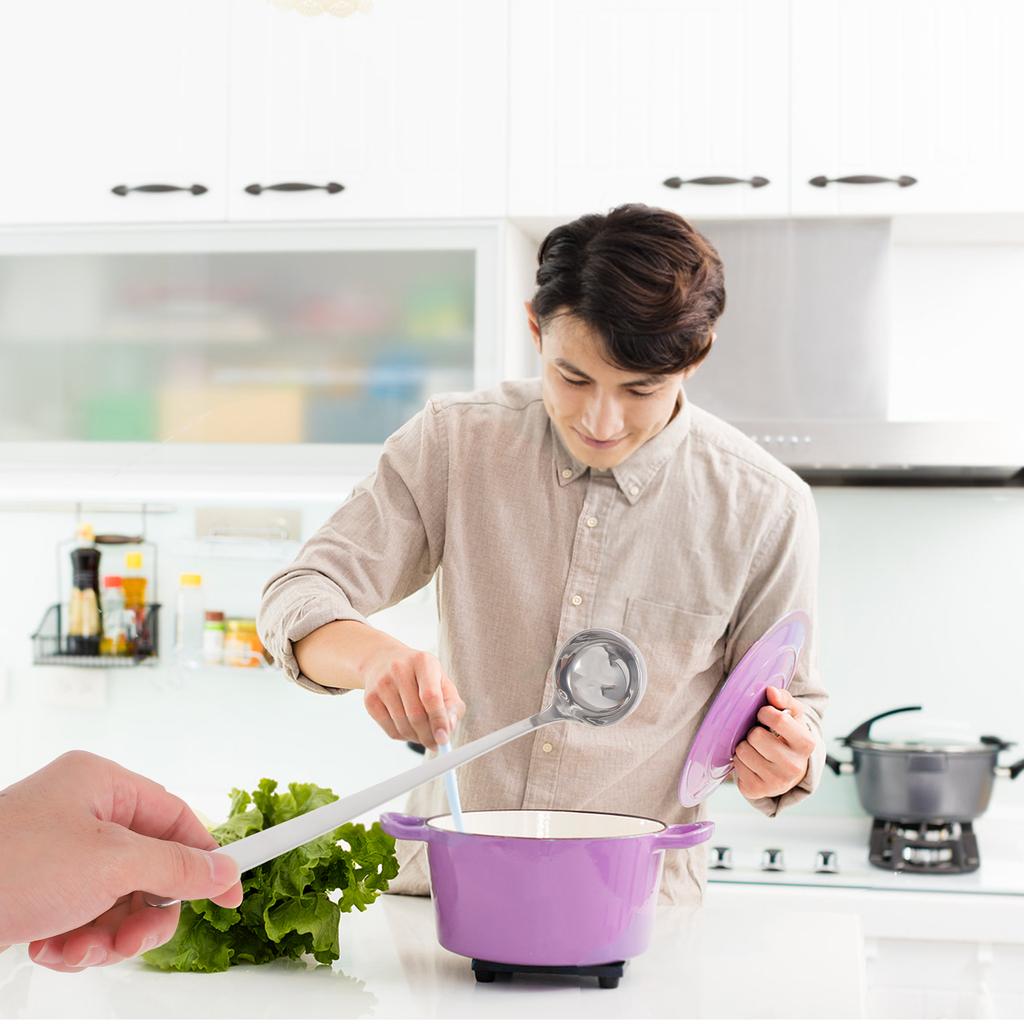 Длинная ложка для смешивания Ложки для приготовления пищи Большая порция супа Кухня Вок Половник Металлическая ручка Помешивание