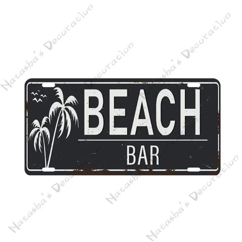 Beach Summer Surf License Plate, Metal Wall Decor 30x15cm