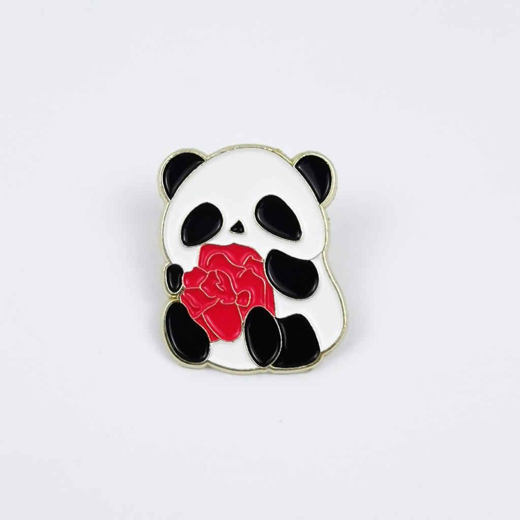 Panda Cartoon Brooch - Cute Metal Badge for Children's Bags & Clothing