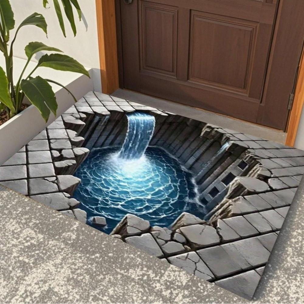 Turtle Koi Printed 3D Visual Effect Mat 2D Flat Door Rug Floor Mat Thickened Bathroom Mat Kitchen