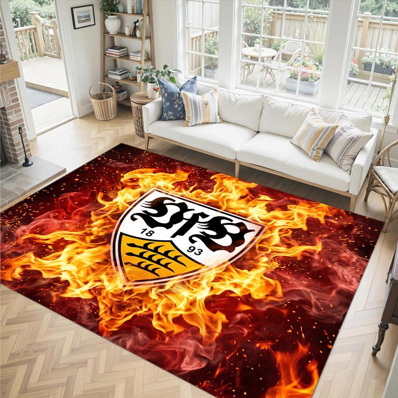 Футбольный дизайн VfB Stuttgart Хрустальный бархатный ковер Уютный Не?Нескользящий ковер с принтом для спальни, гостиной, прихожей