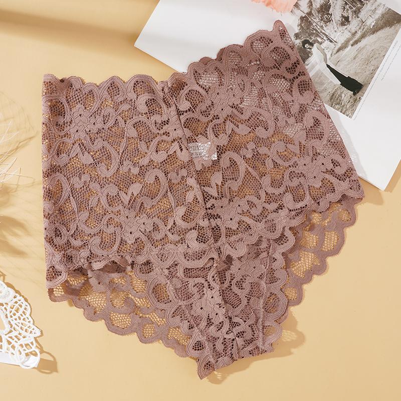 Women's Sexy Lace Panties High Waist Transparent Underwear Briefs for Women Breathable Girls Underwear Female Underpants Solid Color Lingerie
