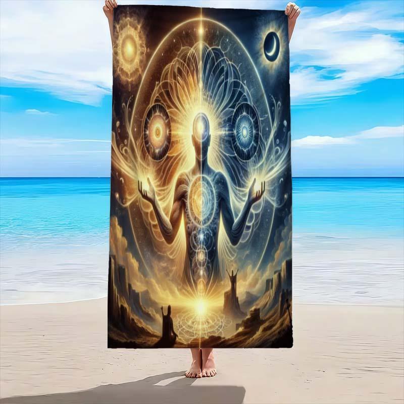 Spiritual Energy Art Patterned Beach Towel,Super Absorbent Beach Towel, Popular for New Year , Comfortable and Practical