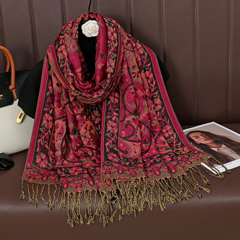 Роскошная зимняя кашемировая шаль из пашмины, женская накидка, теплые осенние шарфы с дизайнерским принтом, женские платки, хлопковые палантины, шарф