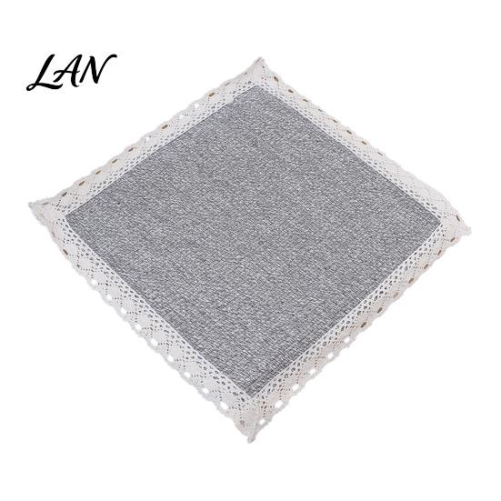 Durable Kitchen Chair Pad Cotton Linen with Ties, Square Summer Seat Lace Breathable Office Mat Trim, 15.75" x Washable for Dining Solid Wood