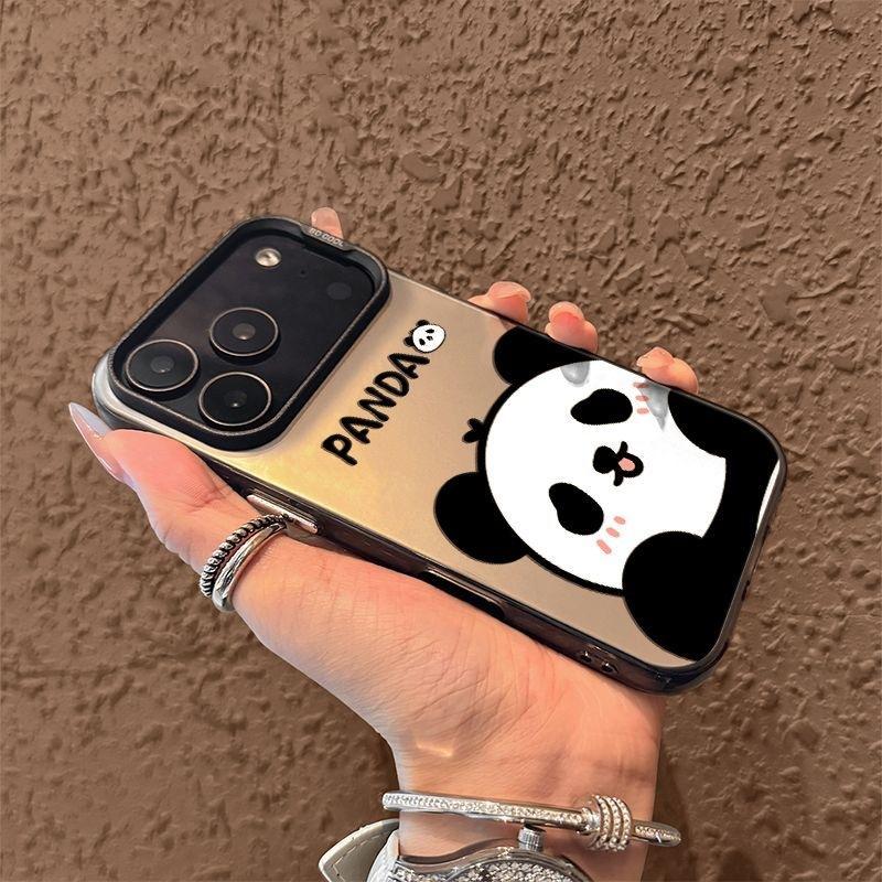 Cute Cartoon Panda Pattern Phone Case for iPhone 17 Air 16 15 14 11 Pro 13 12 Mini 8 7 Matte Laser Bumper Shockproof Hard Cover