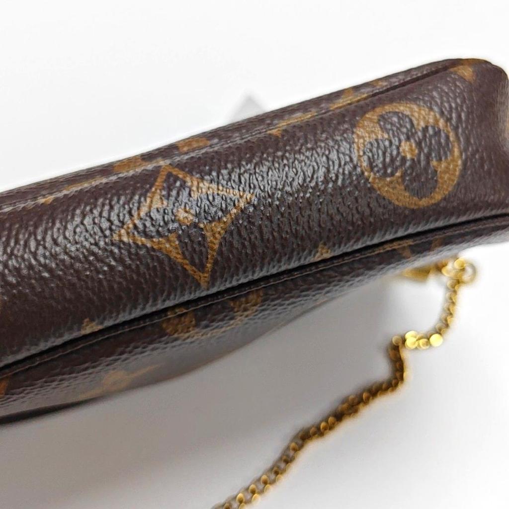 [Pre-Owned] Mini Pochette Double Chain Classic Monogram Coated Canvas Leather Handheld Shoulder Crossbody Bag Mini - Very Good #1IMOHKN