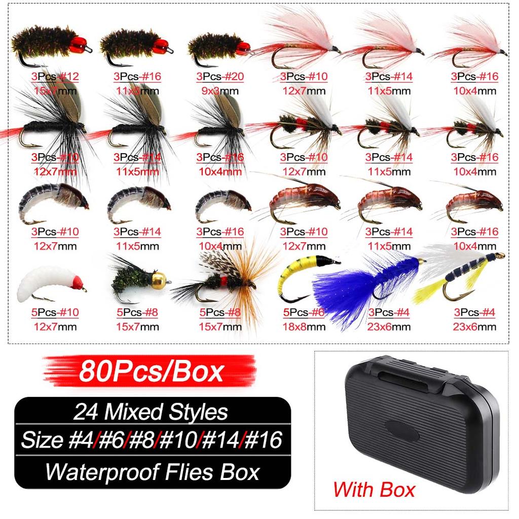 24-120 шт. набор мушек для рыбалки нахлыстом, сухие влажные мухи, рыболовная приманка, искусственная наживка для нимфы, форели, окуня, синяя жаберная муха, комбинированная приманка