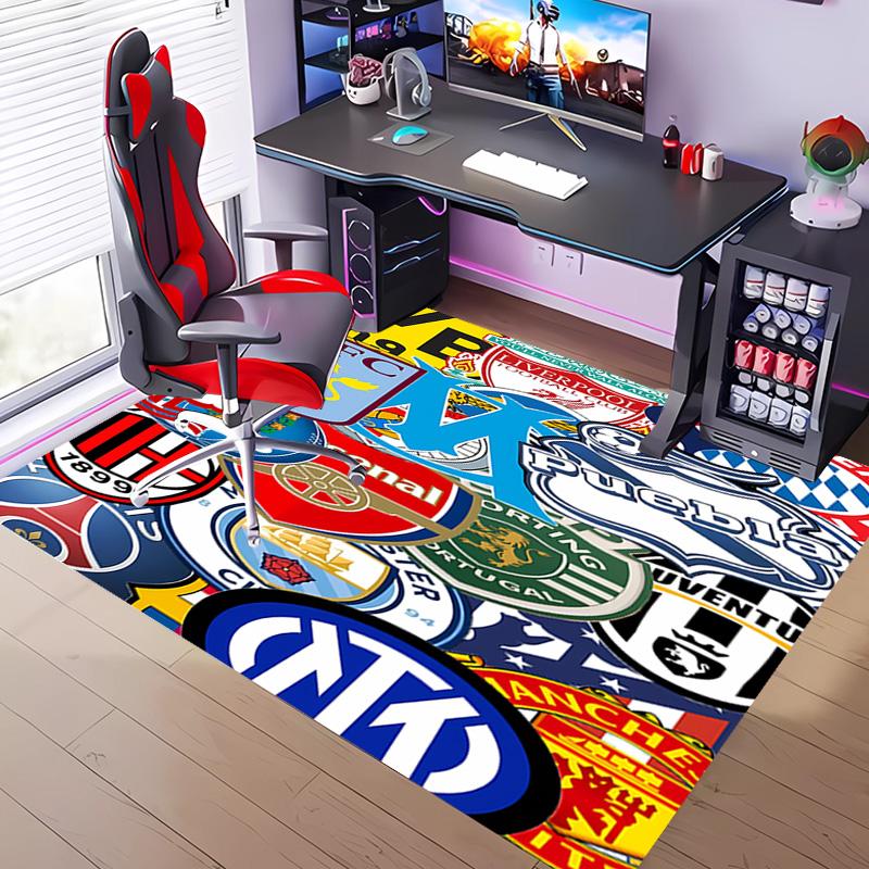 1pc Football club logo Entrance Mat, Non-Slip Mat Area Rug,Room Decor, Outdoor Decor, Kitchen Rug,Doormat - Machine Washable, Easy to Clean