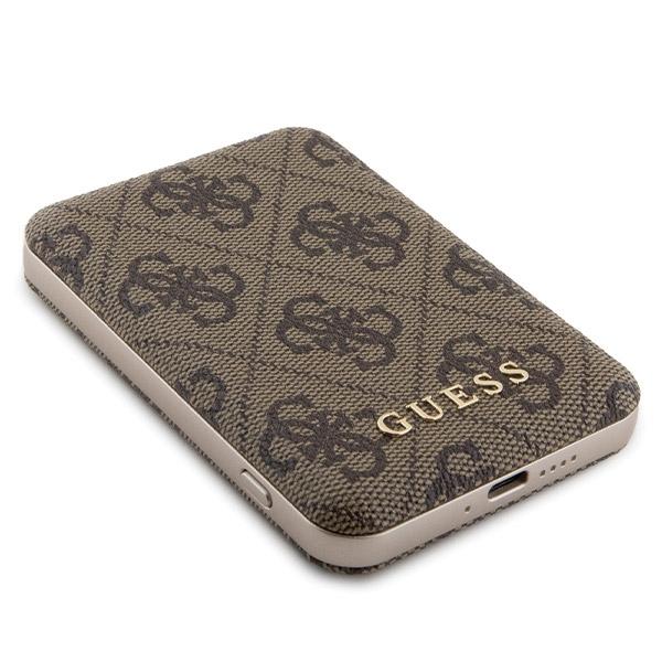 Zestaw Guess Gubpm5P15S4Gemgw Iphone15 6.1 Hardcase + Powerbank 5000Mah Magsafe Brązowy/Brown 4G Metal Logo