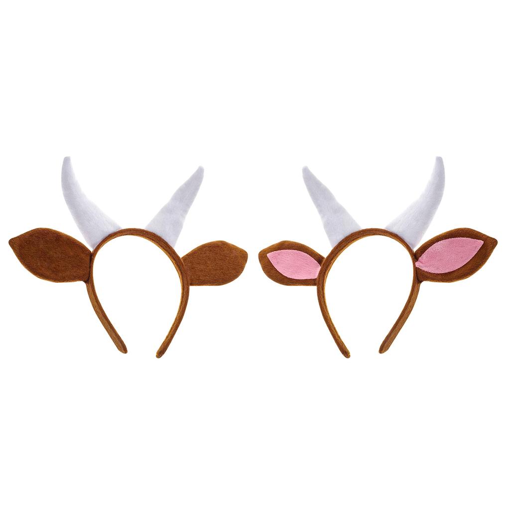 Soft Goat Lamb Headband Horn Animal Ears Hair Hoop for Kids Shows Fluffy Animal Hairbands Cartoon Costume