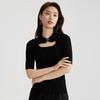 Fashionable slim fit women's short sleeved lapel knitted sweater 2025 spring and summer thin style hollow out small shirt top