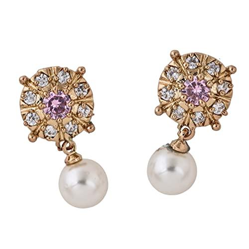 Латунные позолоченные серьги Estele Ad Rose Cz с жемчугом Накшатра для девочек и женщин