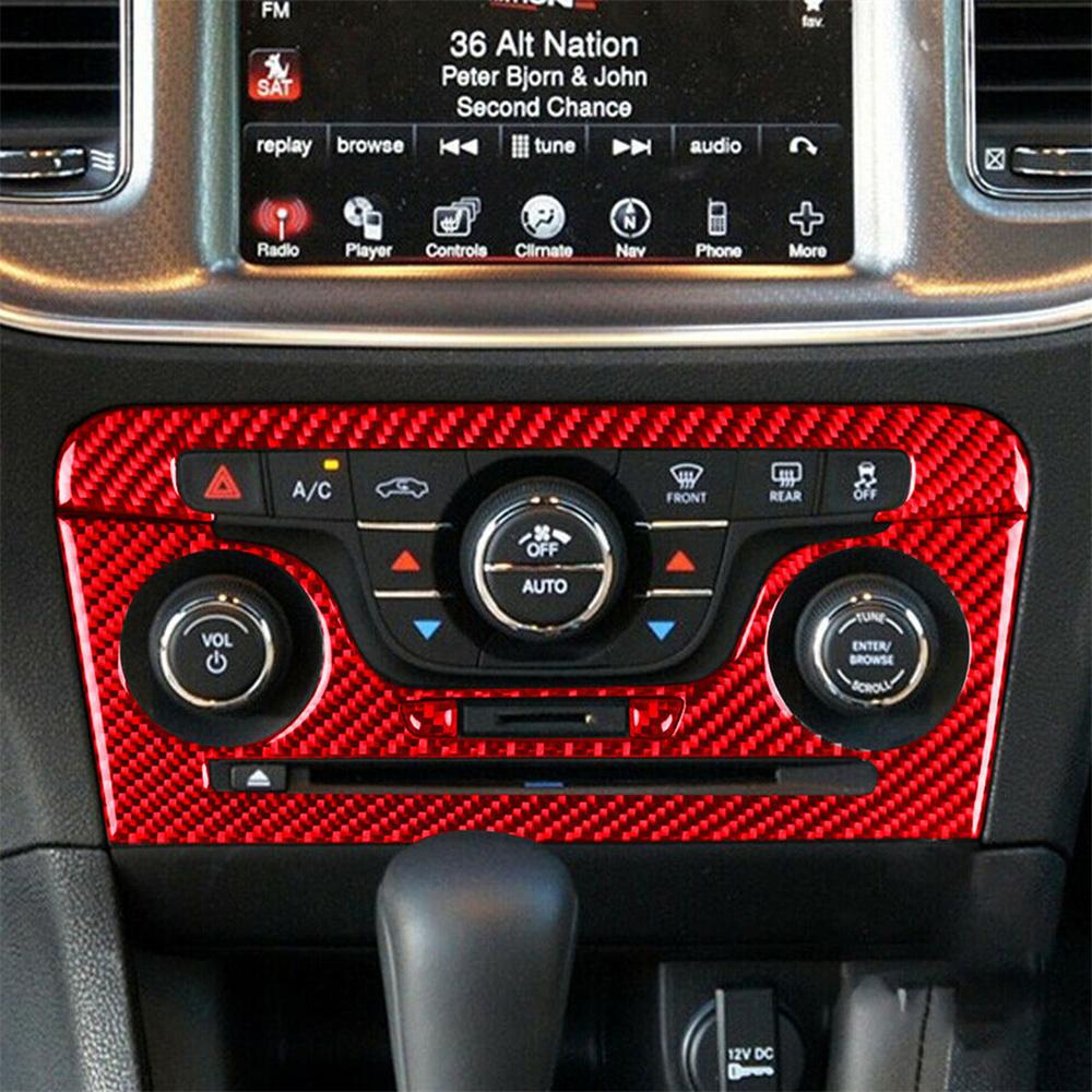 Красный карбоновый чехол-накладка на панель кондиционера центральной консоли для Dodge Charger 2011-2014