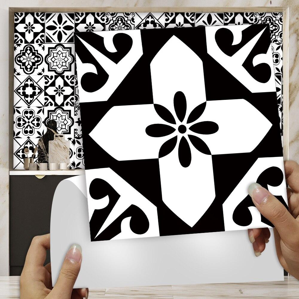 10 шт./компл., черно-белые наклейки на твердую плитку, пол, стену, кухню, ванную комнату, украшение стола, обои, пилинг-палку, ПВХ, художественную фреску