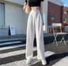 Women's High-Waist White Wide-Leg Summer Pants - Slim, Draped, Straight, and Loose.