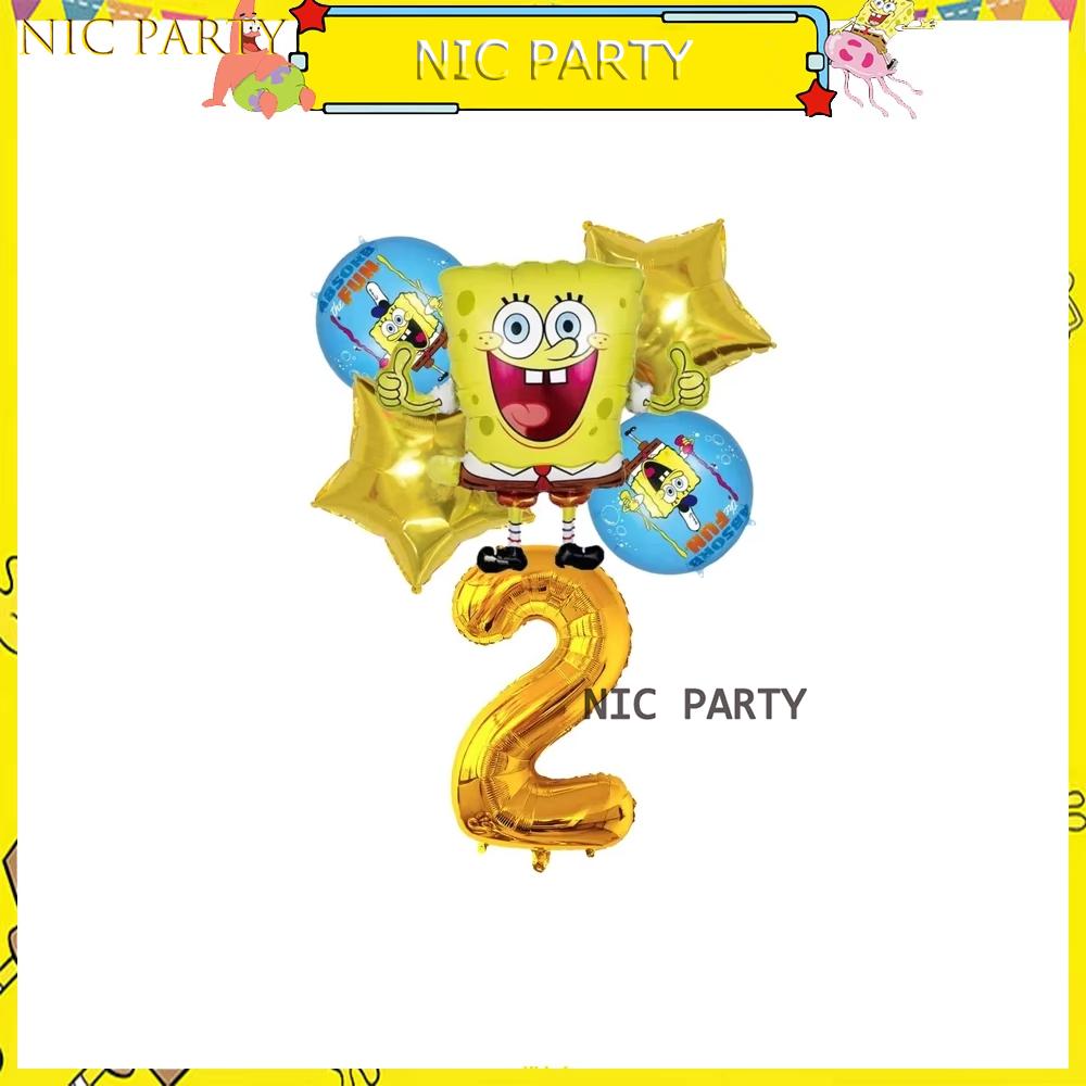 Sponge-Bobs Theme Cartoon Birthday Balloon Party Decoration Plate Cups Napkin Topper Tablecloth Kids Birthday Banner Baby Shower 5